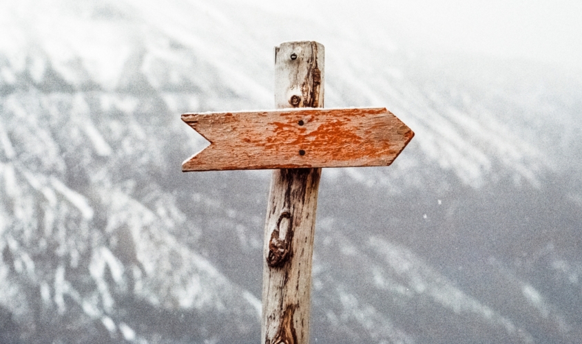 This is a picture of a wooden signpost against a misty, natural background. The direction is symbolised by the shape of an arrow pointing which way to go, which fits with this article explaining the difference between a clinical psychologist and psychiatrist.